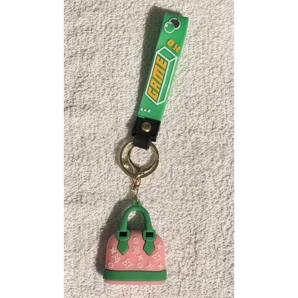 Handmade Pink & Green Fashion Purse Charm Keychain